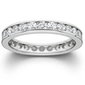 1 1/2ct Channel Set Diamond Eternity Ring 14K White Gold Lab Grown Wedding Band