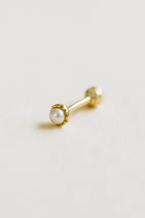 14K 18K Solid Gold Fresh Water Pearl Cartilage Helix Barbell Piercing