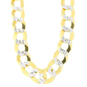 14k 2 Tone Yellow And White Gold Curb Chain Necklace, 12.2mm