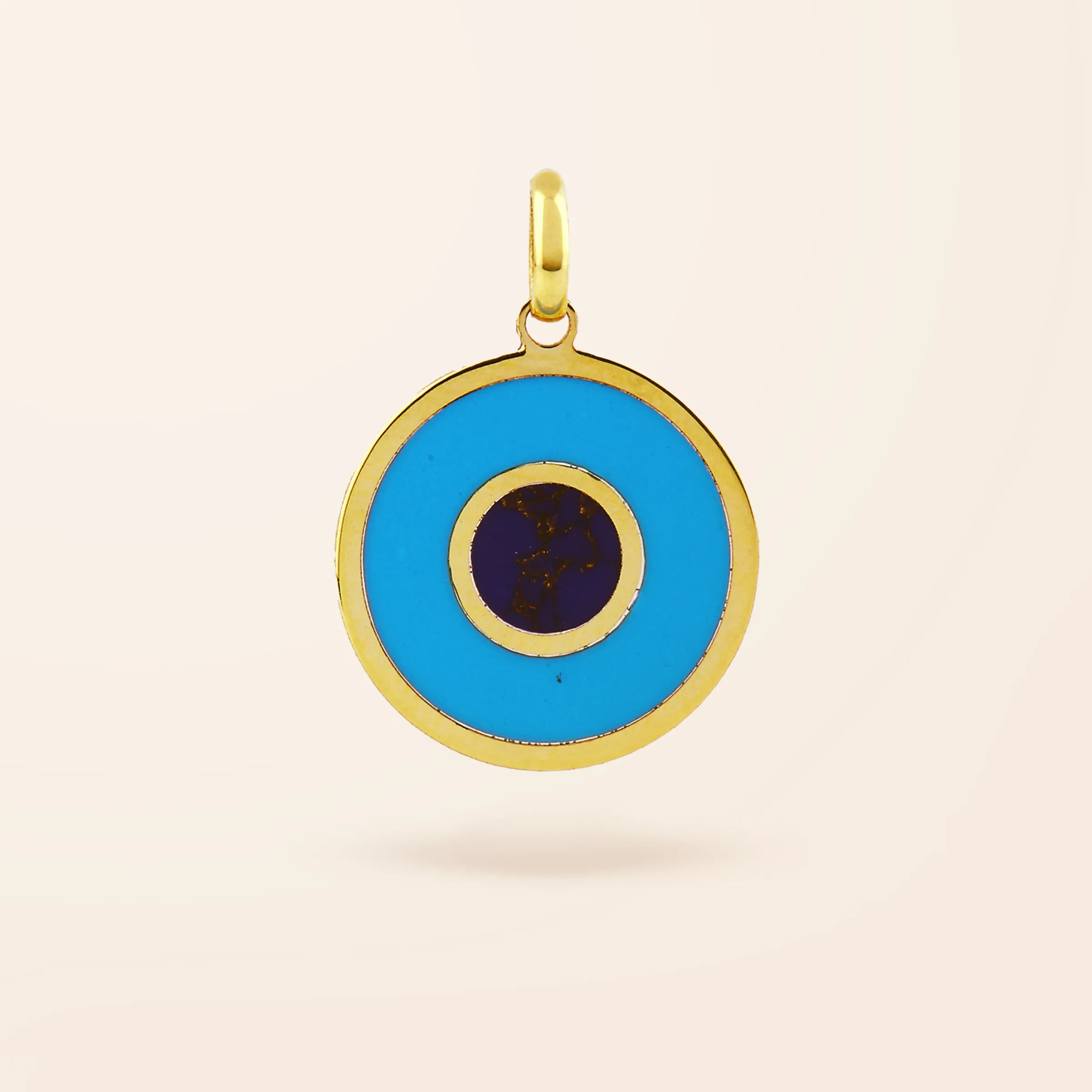 14K Gold Turquoise Evil Eye Charm