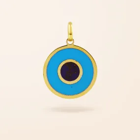 14K Gold Turquoise Evil Eye Charm