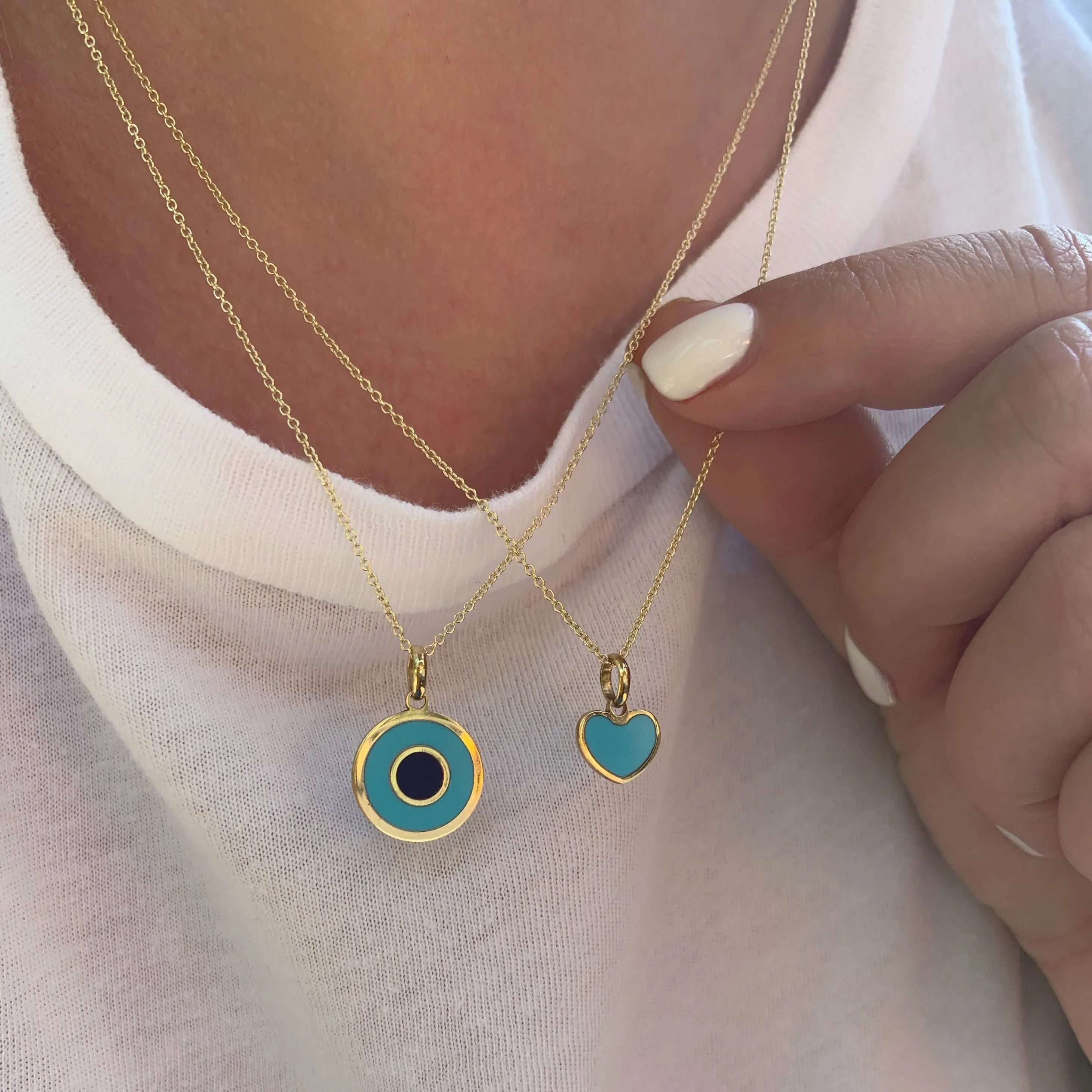 14K Gold Turquoise Evil Eye Charm