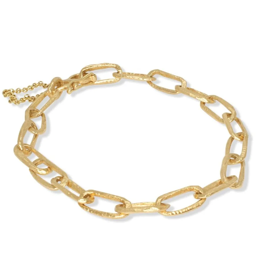 18K Carved Small Paperclip Link Bracelet