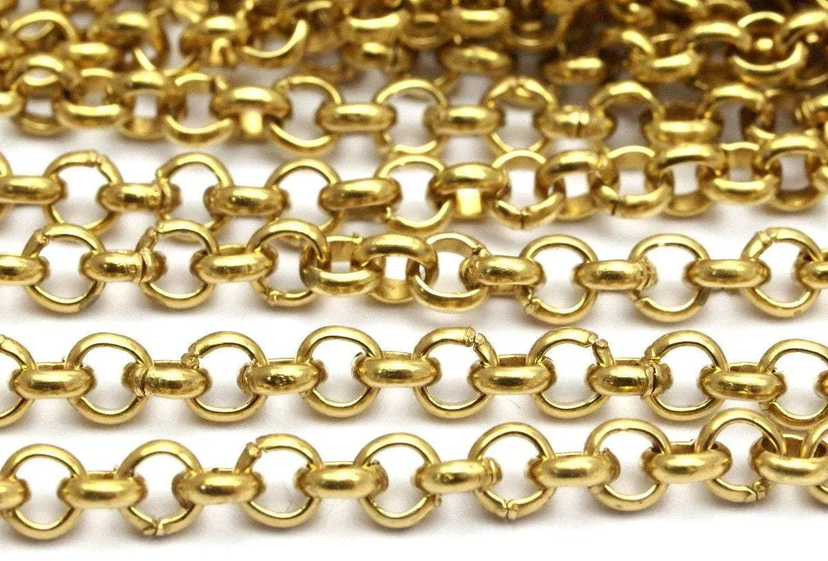 5 M. Raw Brass Open Link Rolo Chain , ( 3.2mm ) Bs 1017