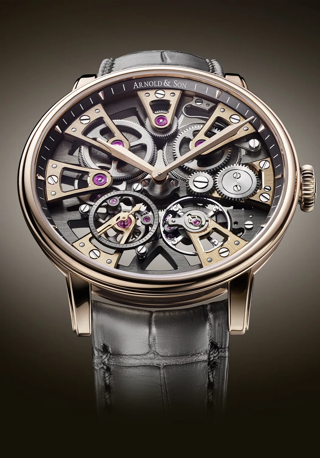 Arnold & Son Nebula 38 Gold on Strap | LE88