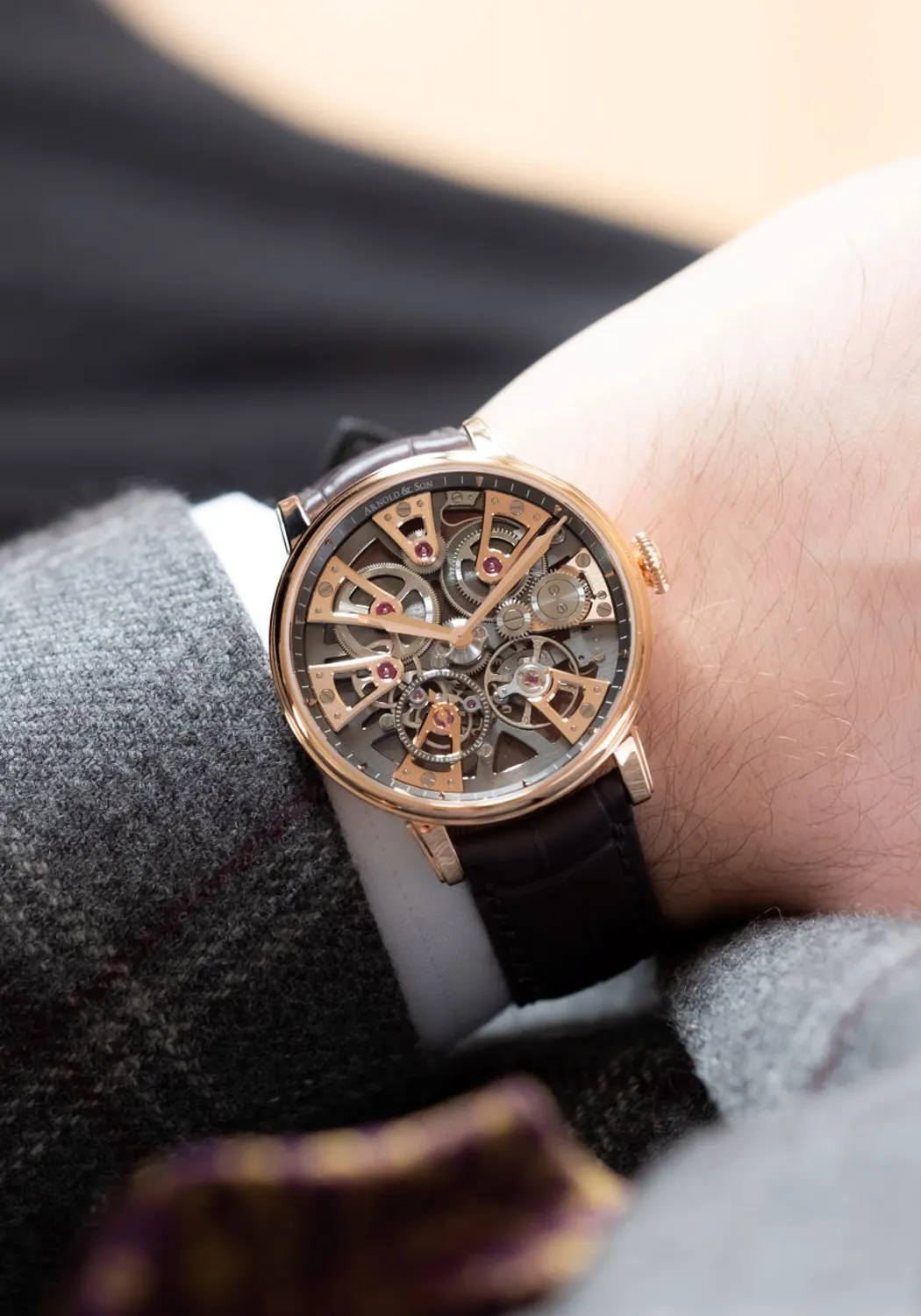 Arnold & Son Nebula 38 Gold on Strap | LE88