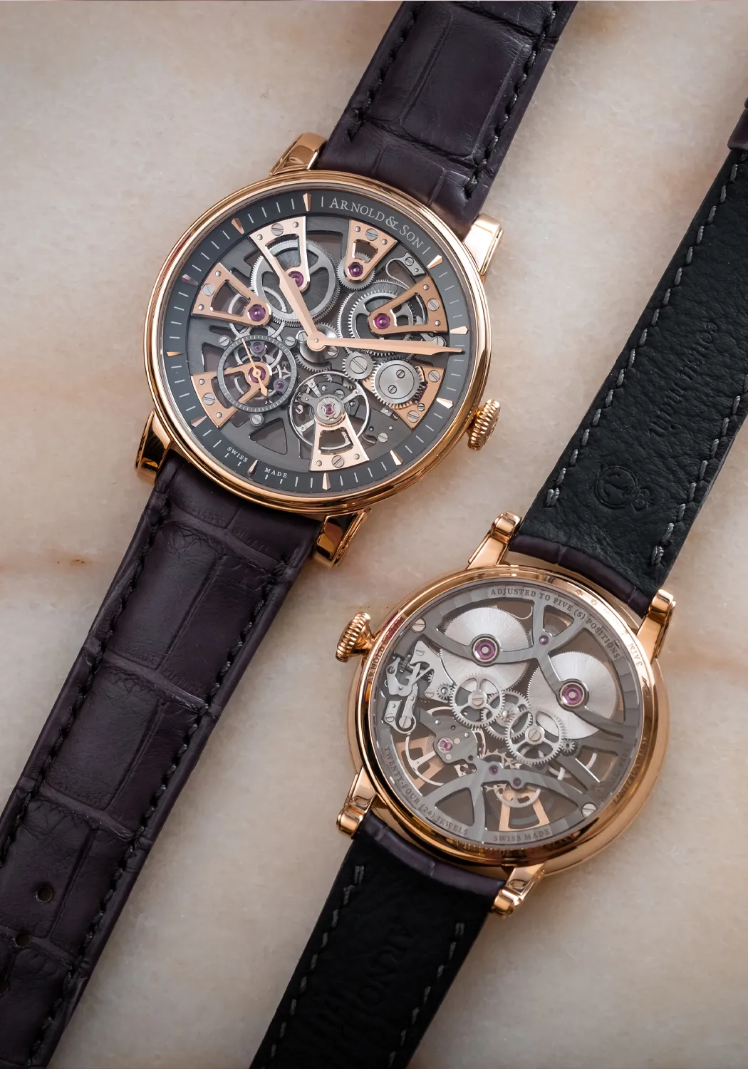 Arnold & Son Nebula 38 Gold on Strap | LE88