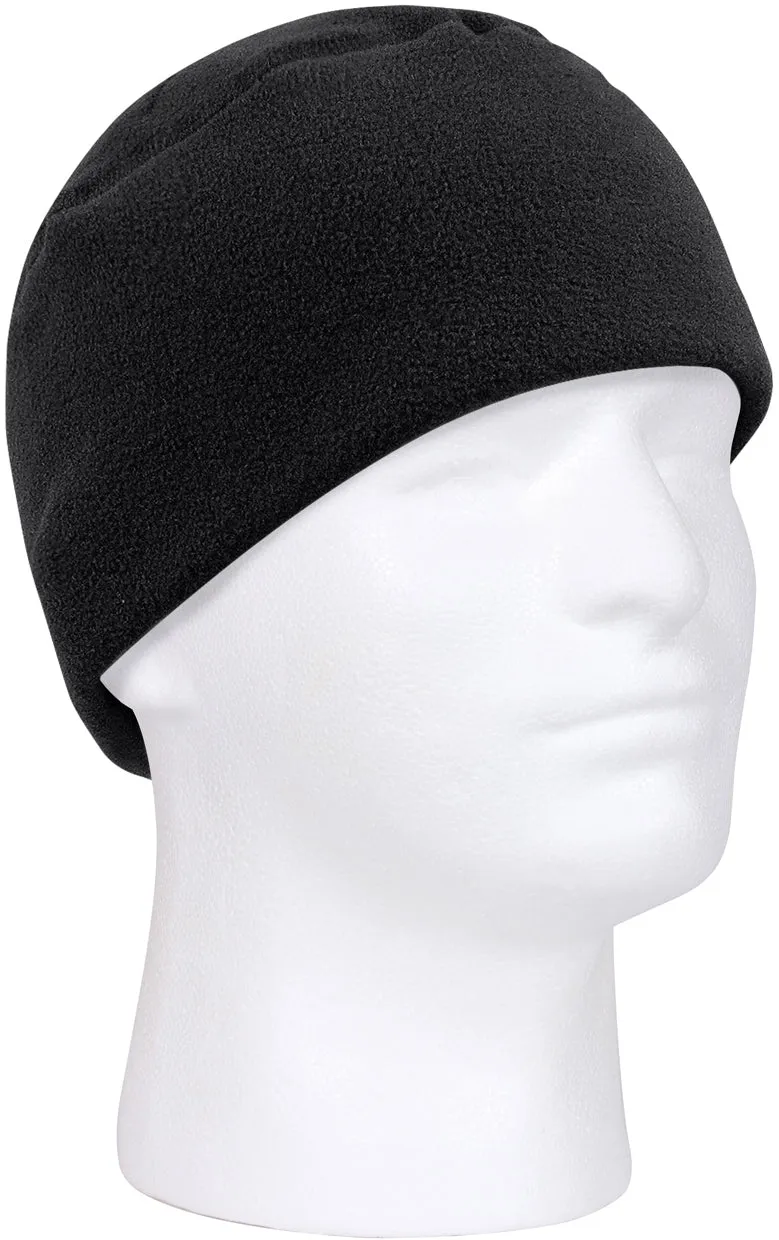 Black - Polar Fleece Watch Cap Tactical Large Skull Watchman Beanie