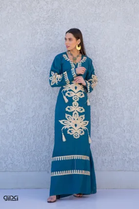 Blue Egyptian cotton kaftan dress, caftans for women, Boho Kaftan dress, Caftans for women, long summer kaftan, kaftans, caftan