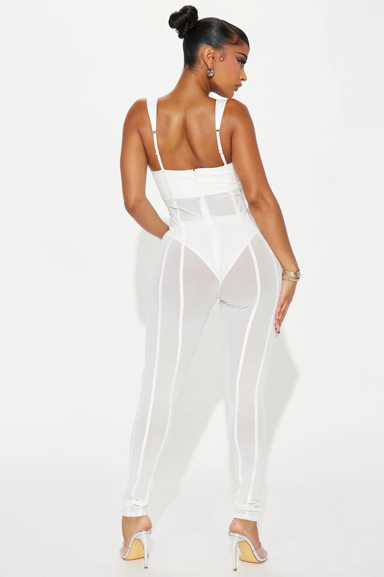 Buy Me A Drink Mesh Jumpsuit - Ivory