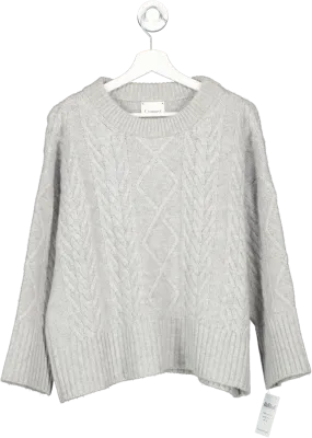 Crumpet Grey Cashmere Cable Knit Jumper UK M