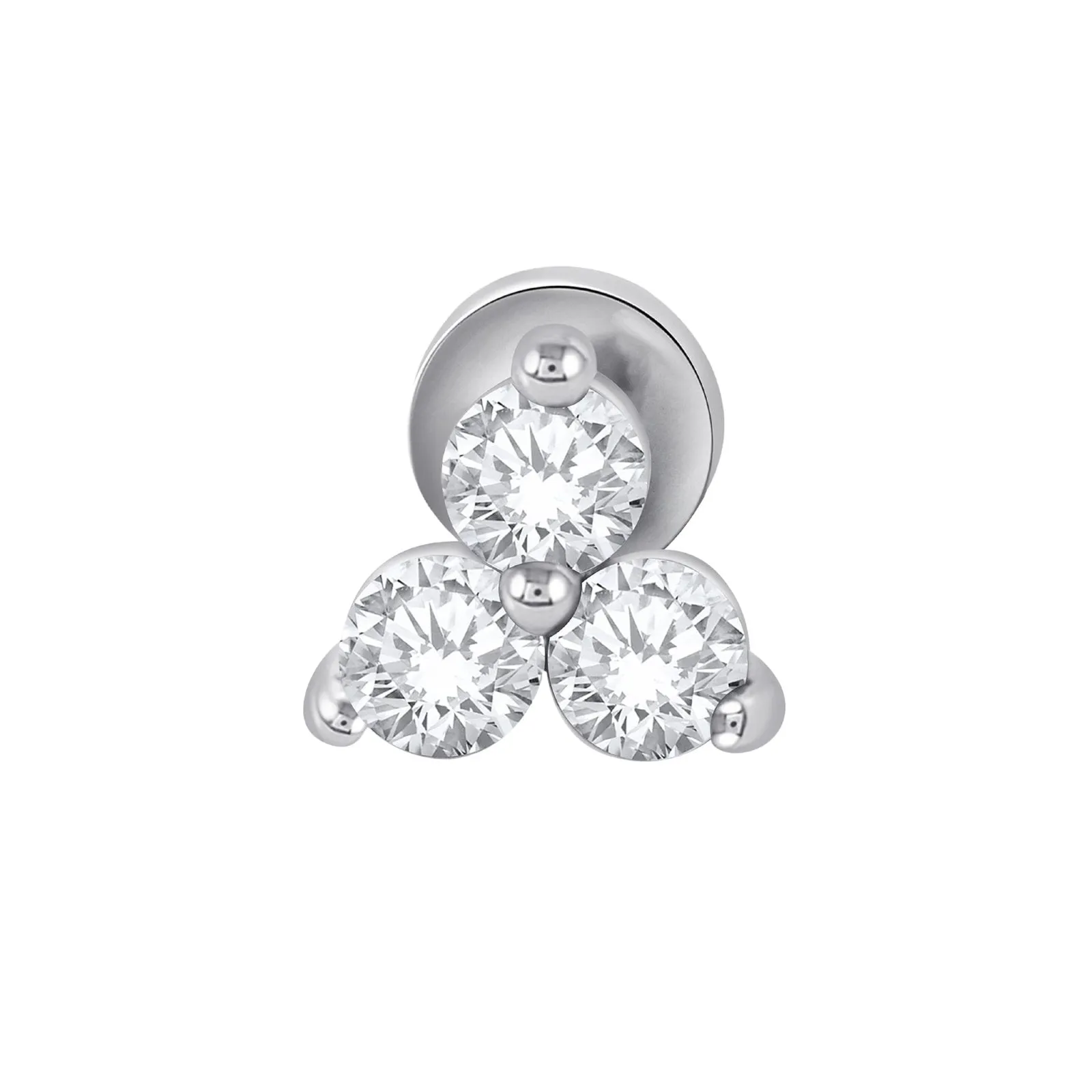 Diamond Trinity Cluster Flat Back Earring