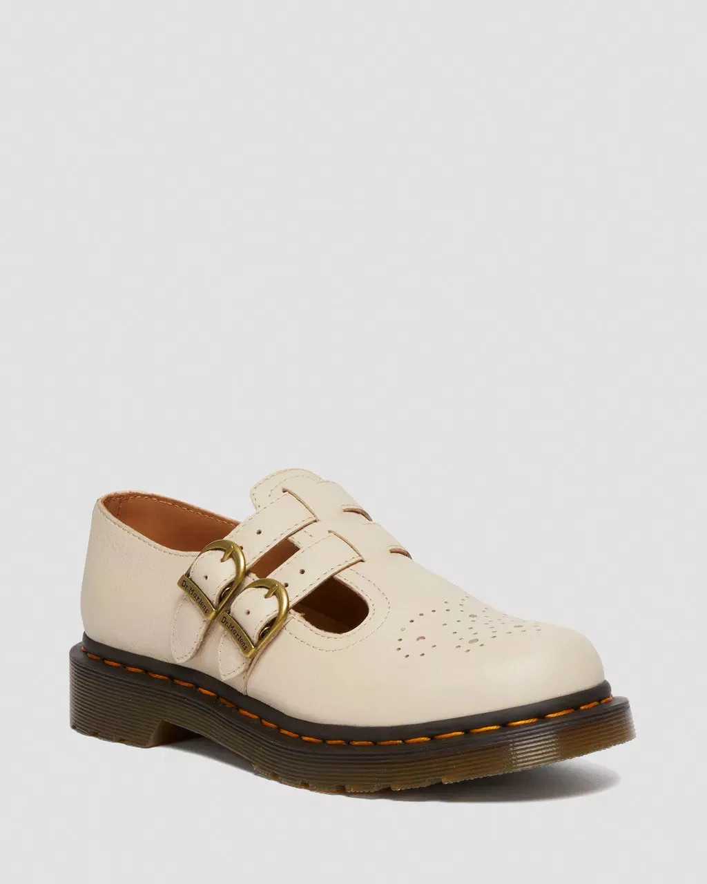 Doc Martens Women's 8065 VIRGINIA LEATHER MARY JANE SHOES (Parchment Beige)