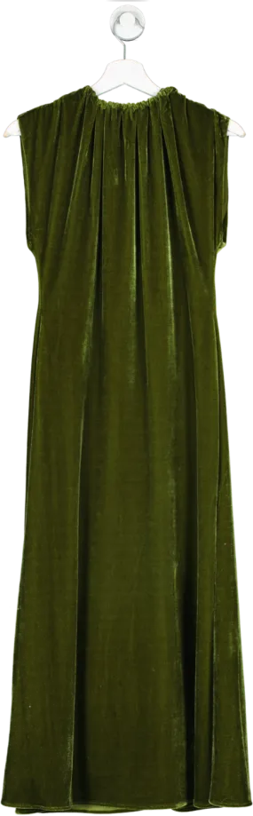 FLORERE Green Tie Back Velvet Dress UK 8