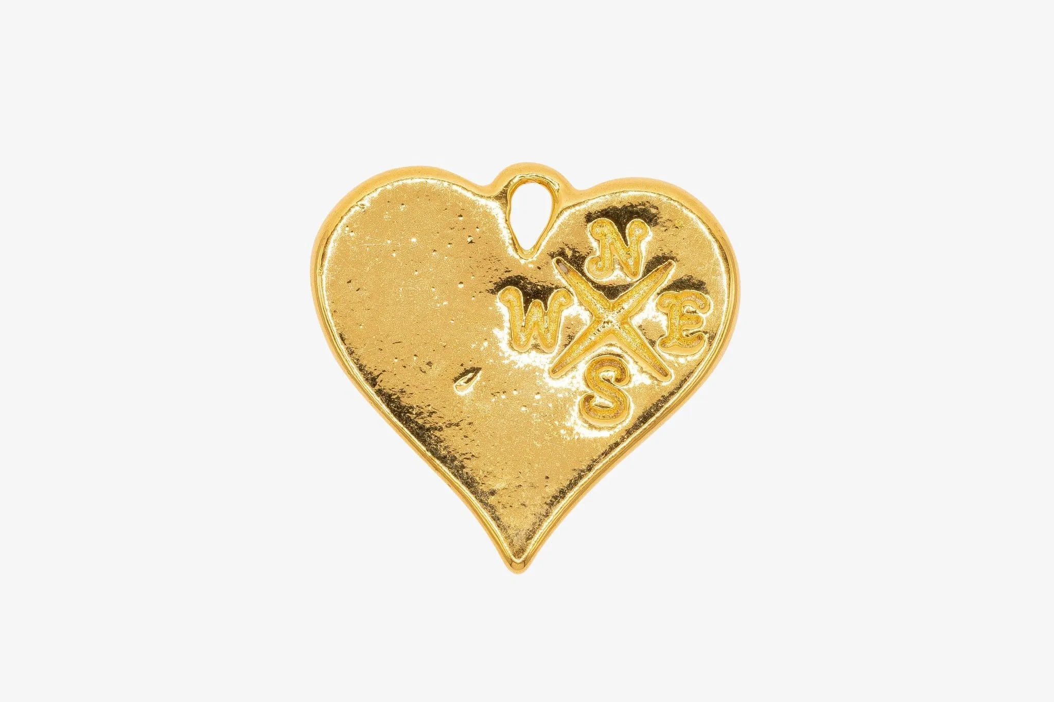 Heart Compass Charm Wholesale 14K Gold, Solid 14K Gold, G128