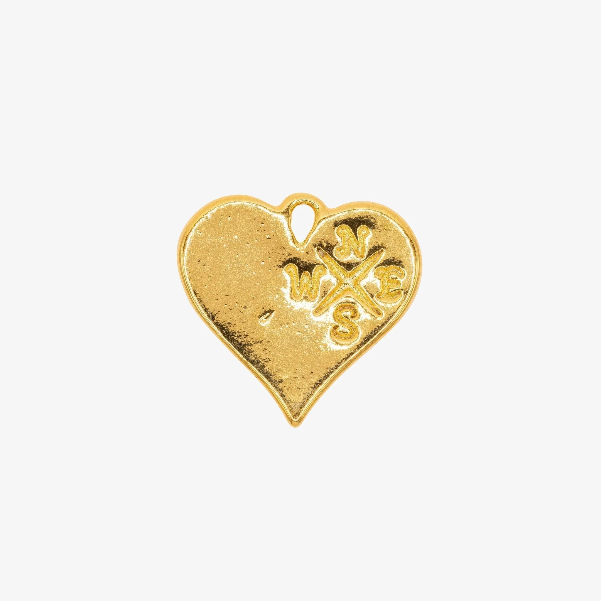 Heart Compass Charm Wholesale 14K Gold, Solid 14K Gold, G128