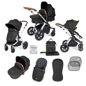 Ickle Bubba Stomp Luxe 2 in 1 Pushchair - Silver / Midnight / Tan