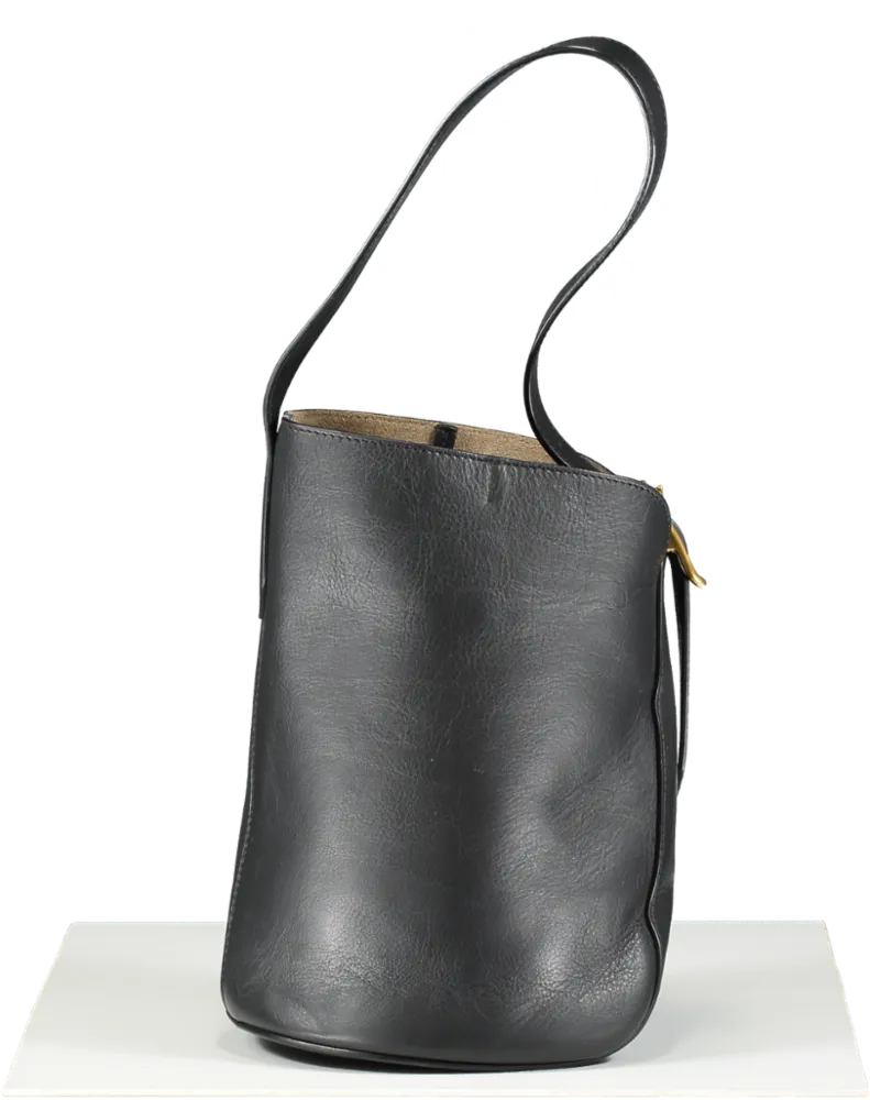 J&M Davidson Black Mini Quiver Leather Bucket Bag