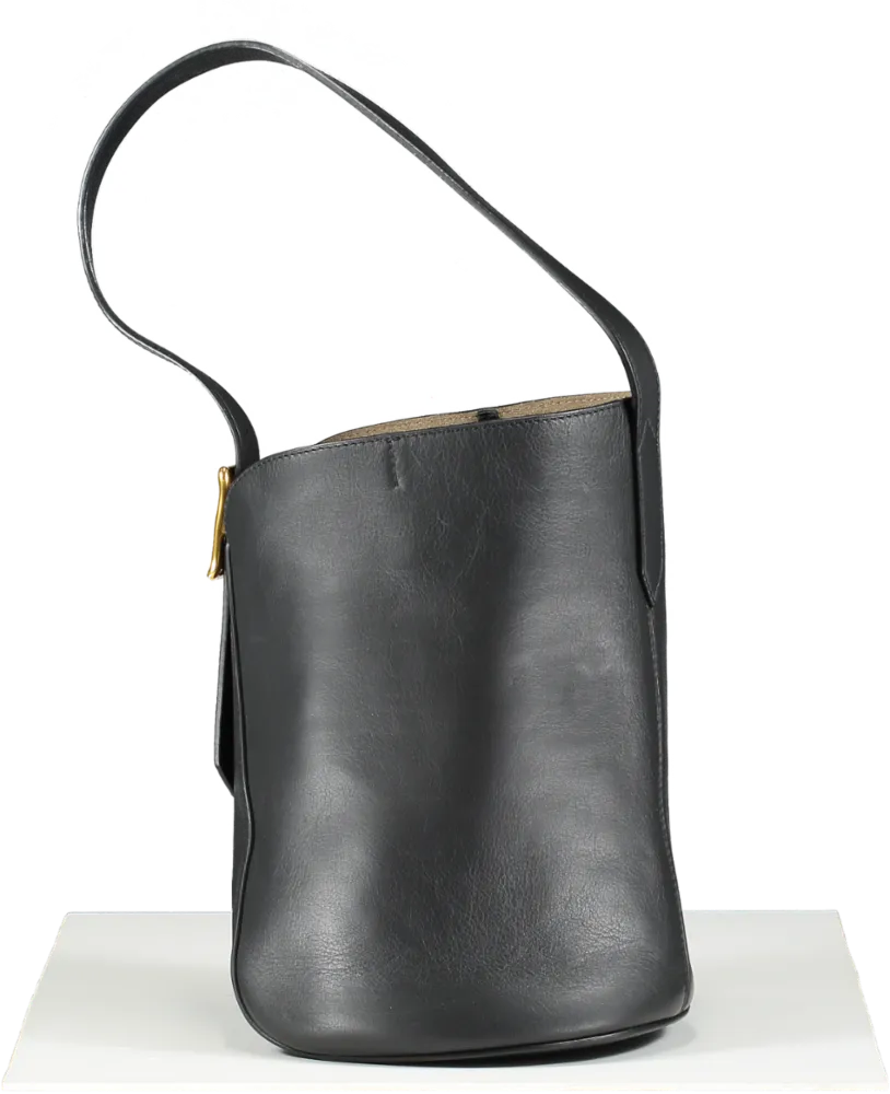 J&M Davidson Black Mini Quiver Leather Bucket Bag