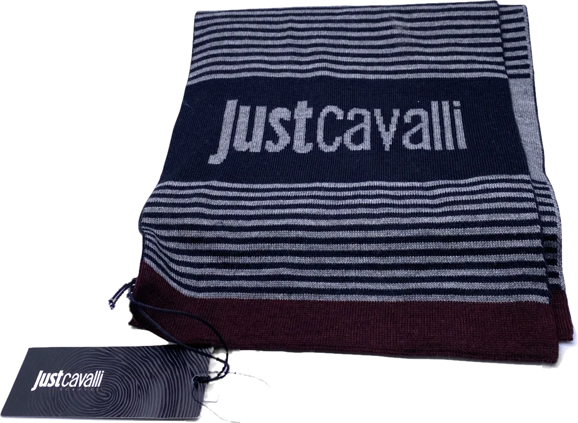 Just Cavalli Black Striped Detailed Scarf One Size