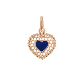 Lapis Lace Heart Pendant, Rose Gold