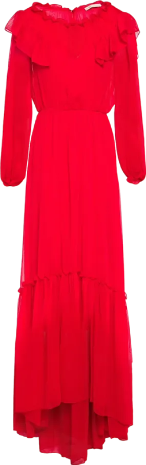 Maje Red Ruffled Maxi Dress Bnwt UK 8