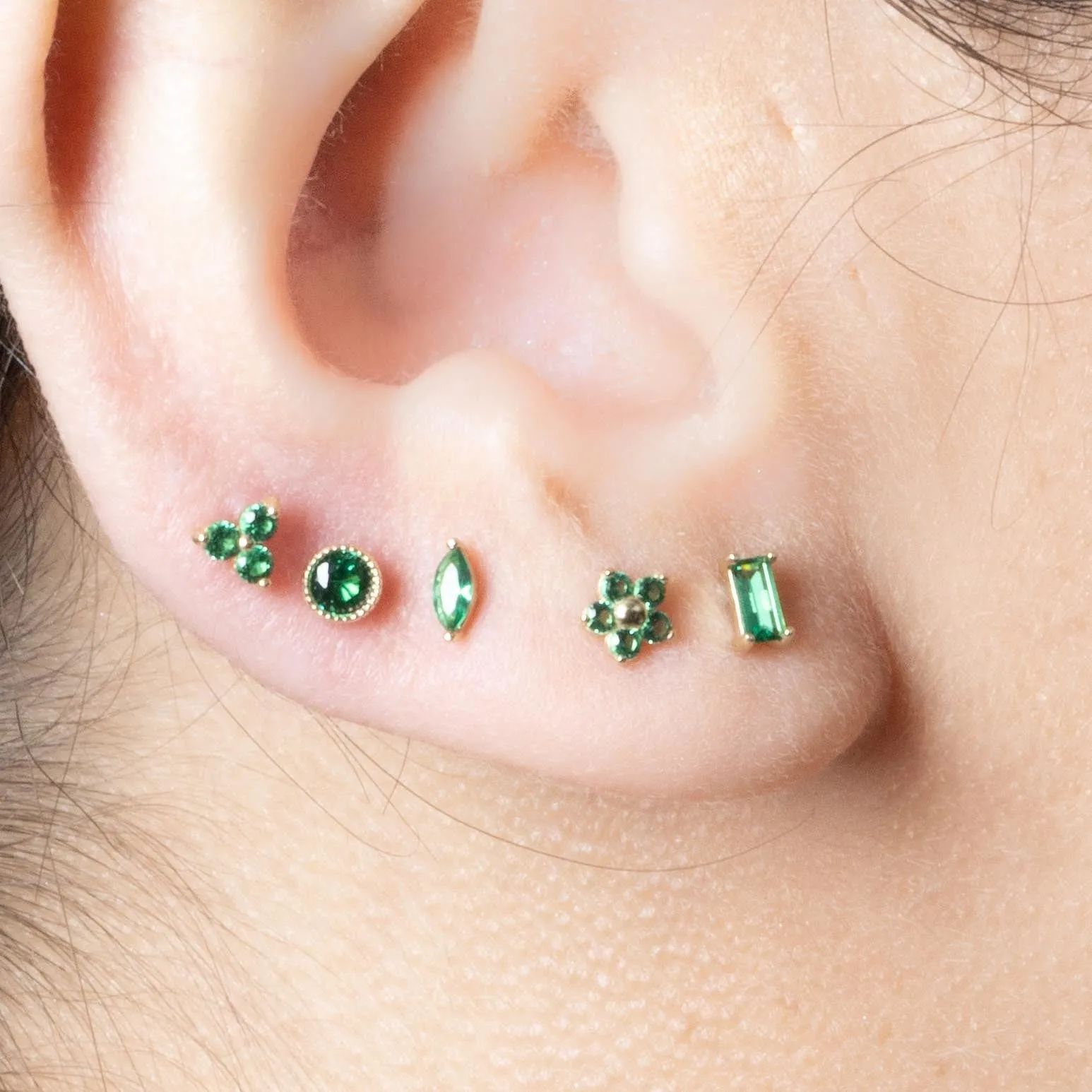 Marquise Emerald Flat Back Earring