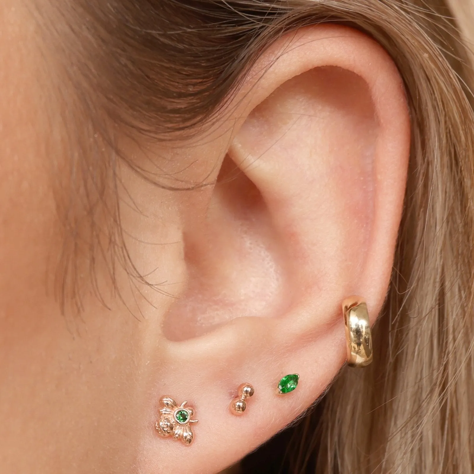 Marquise Emerald Flat Back Earring