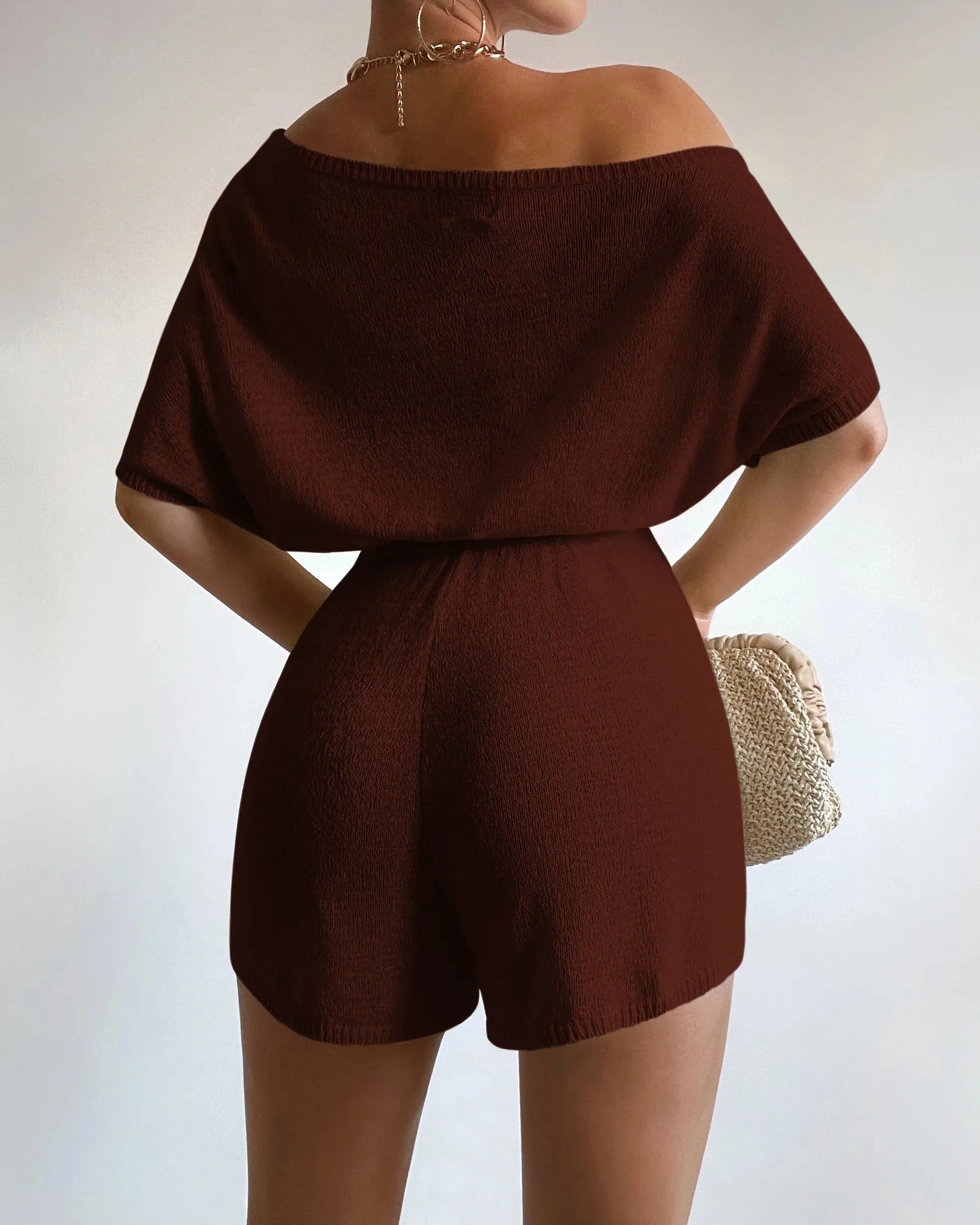 Mia Knit Romper - Chocolate