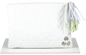 Misela Istanbul White Quilted Clutch Bag With Tassel