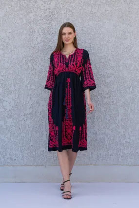 Navy Blue Tunic cotton kaftan dress, Bohemian embroidery tunic dress, embroidered tunic kaftan, Egyptian cotton. Summer, casual, home dress