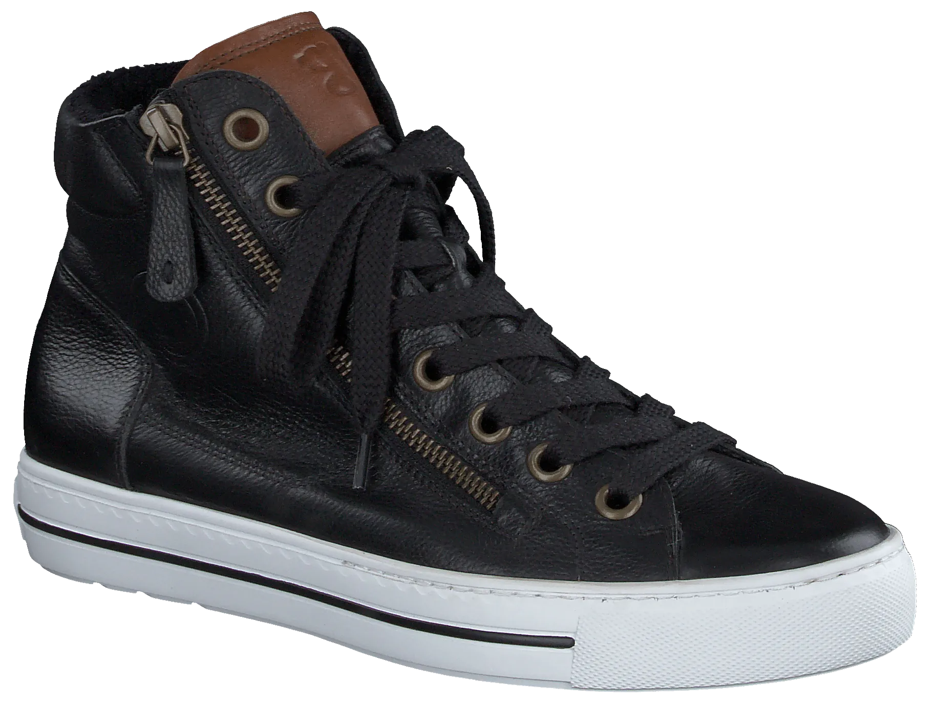 PAUL GREEN 4024 Black Leather High Top Trainer