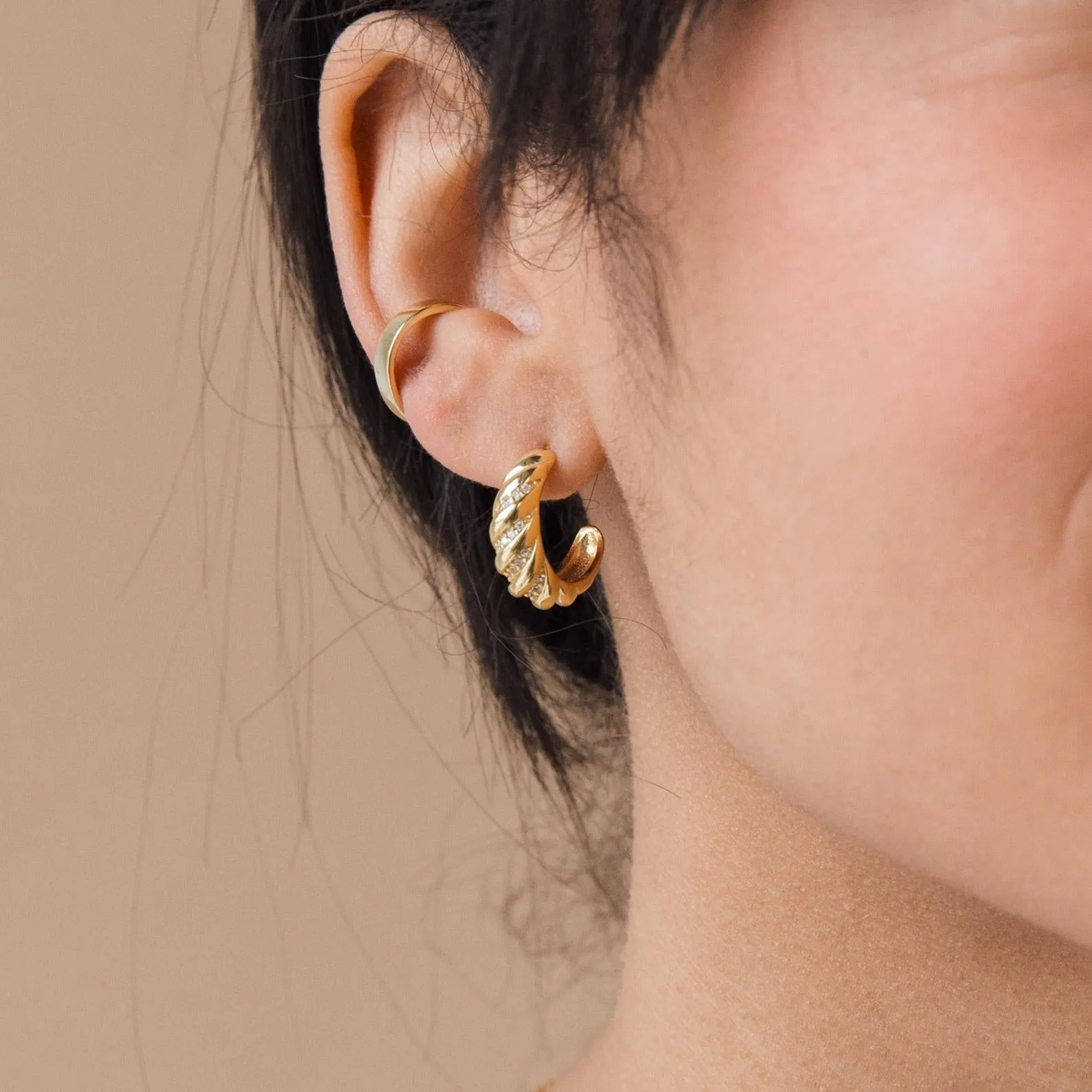 Pave Croissant Earrings