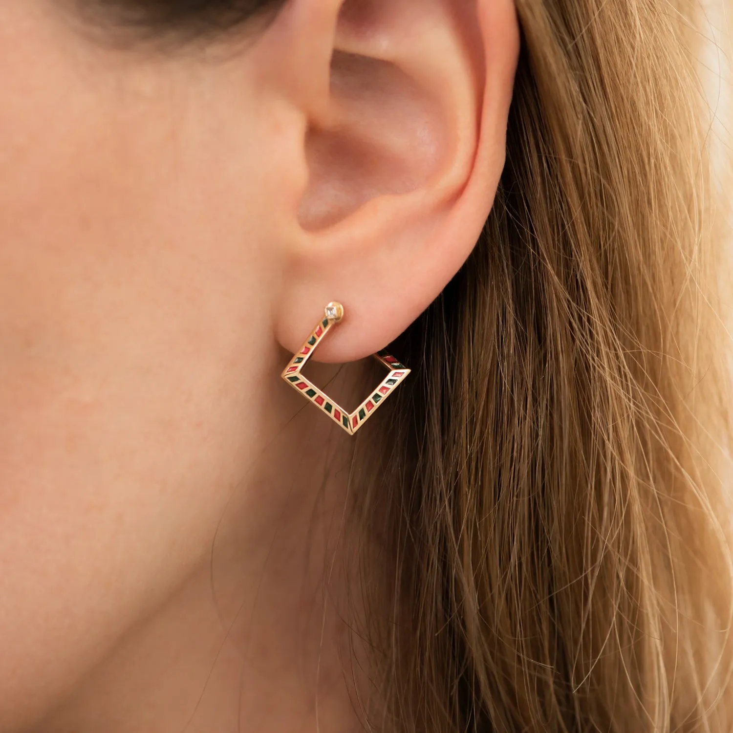 Pentagon Hoop Earrings with a Geometric Pattern