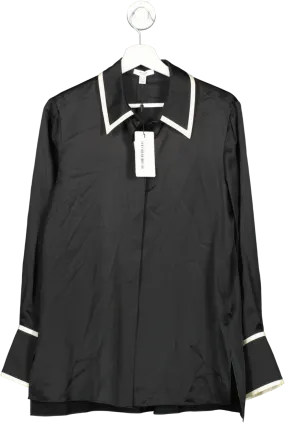 REISS Black Murphy Tipped Silk Shirt UK 12