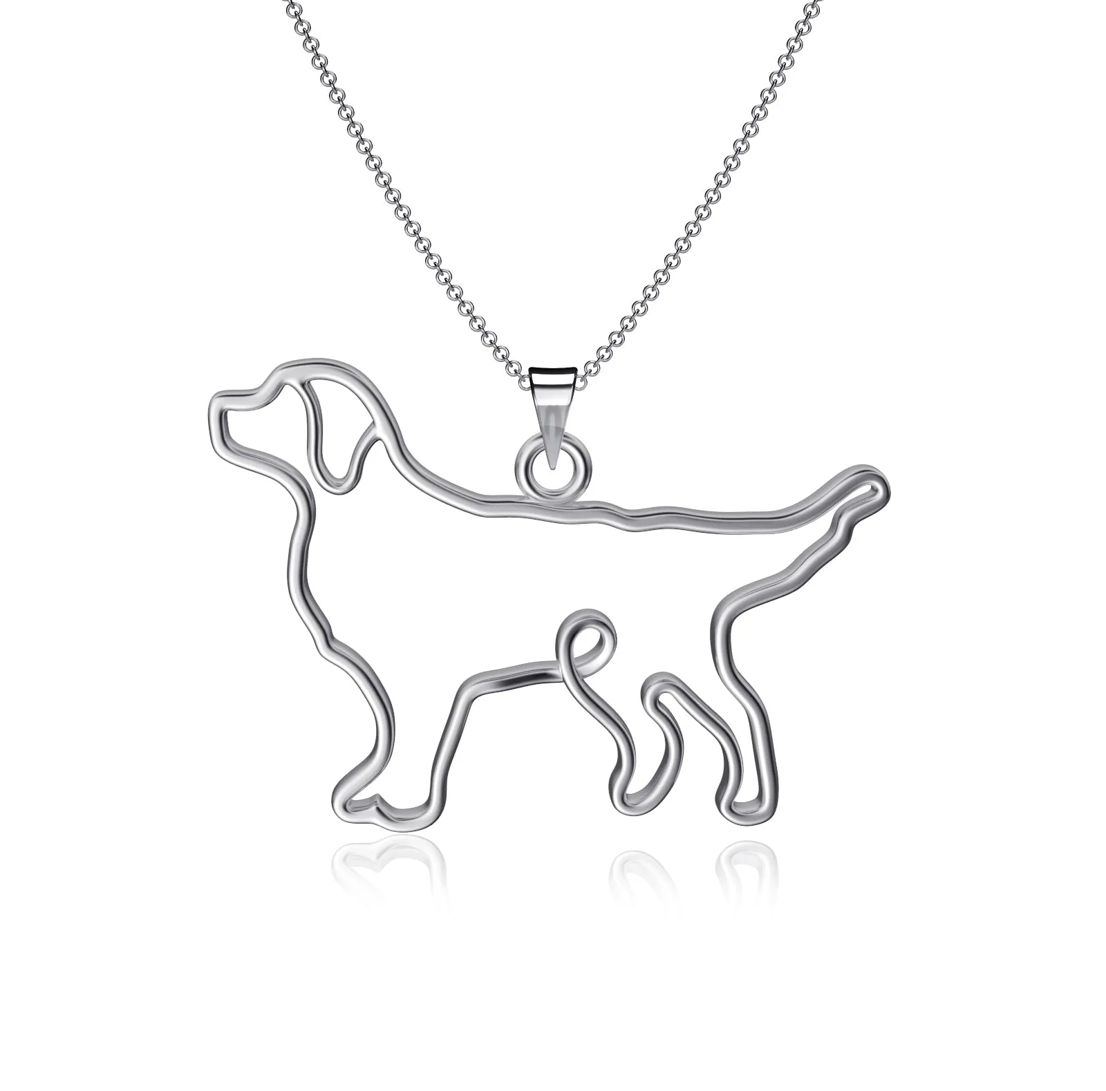 Retriever Silhouette Pendant Necklace - Silver