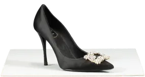 Roger Vivier Black Bouquet Strass Buckle Pumps In Satin UK 4.5 EU 37.5 👠