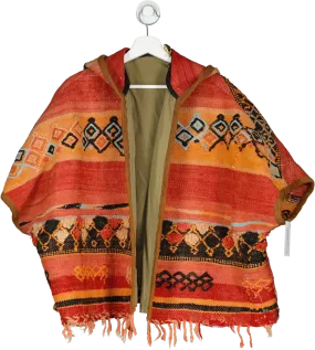 Scotch & Soda Orange Geometric Poncho Coat One Size