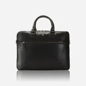 Slim Zip Top Briefcase, Black