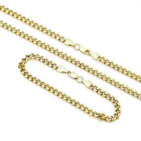 Solid Sterling Silver Cuban Link Men's Chain Set Curb Necklace