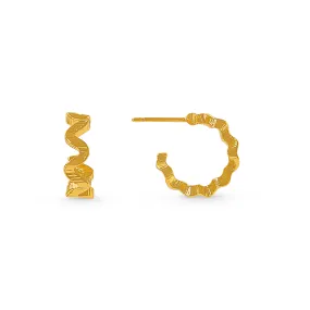 Textured Wave Huggie Hoop Earrings