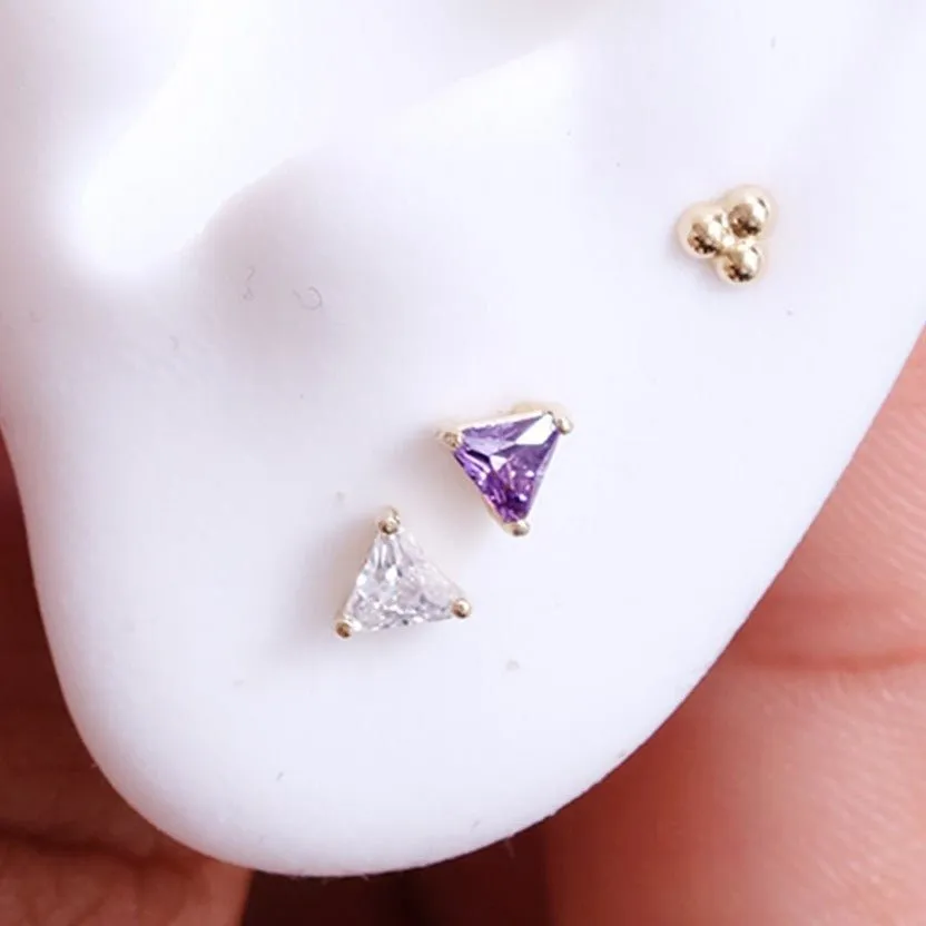 Triangle Cut Cubic Zirconia Flat Back Stud