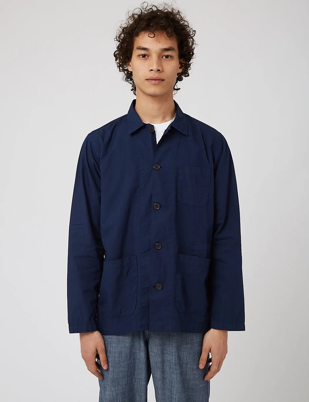 Universal Works Bakers Overshirt - Navy Blue