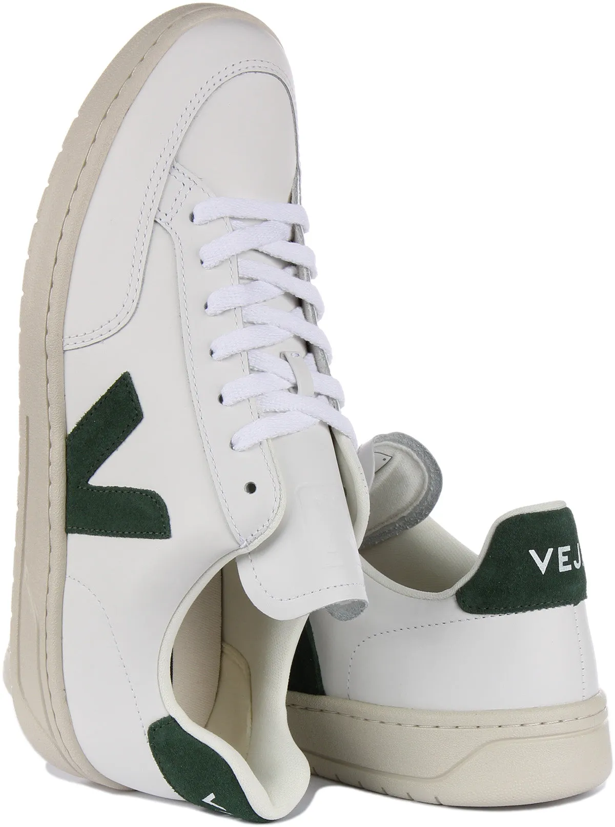 Veja V 12 Leather In White Green For Men